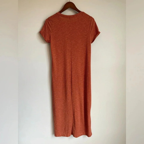 VOY Persimmon Cotton Blend Striped Pocket Short Sleeve T-shirt Maxi Dress - Picture 8 of 10